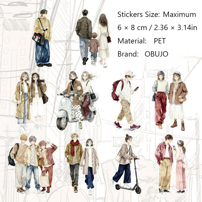 20 Pcs Street Girl Boy PET Stickers JJXR