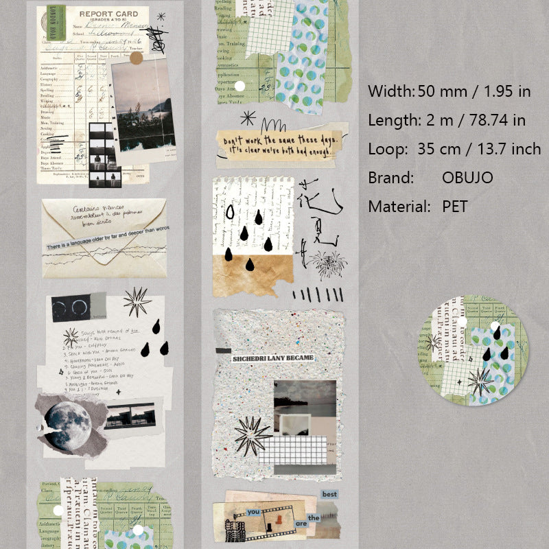 1 Roll Vintage Collage PET Stickers Tape ZYSKY