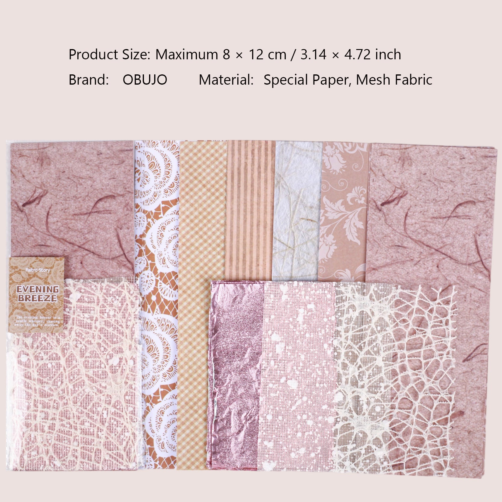 18 Sheets Textured Journal Paper and Mesh Fabric WFXL