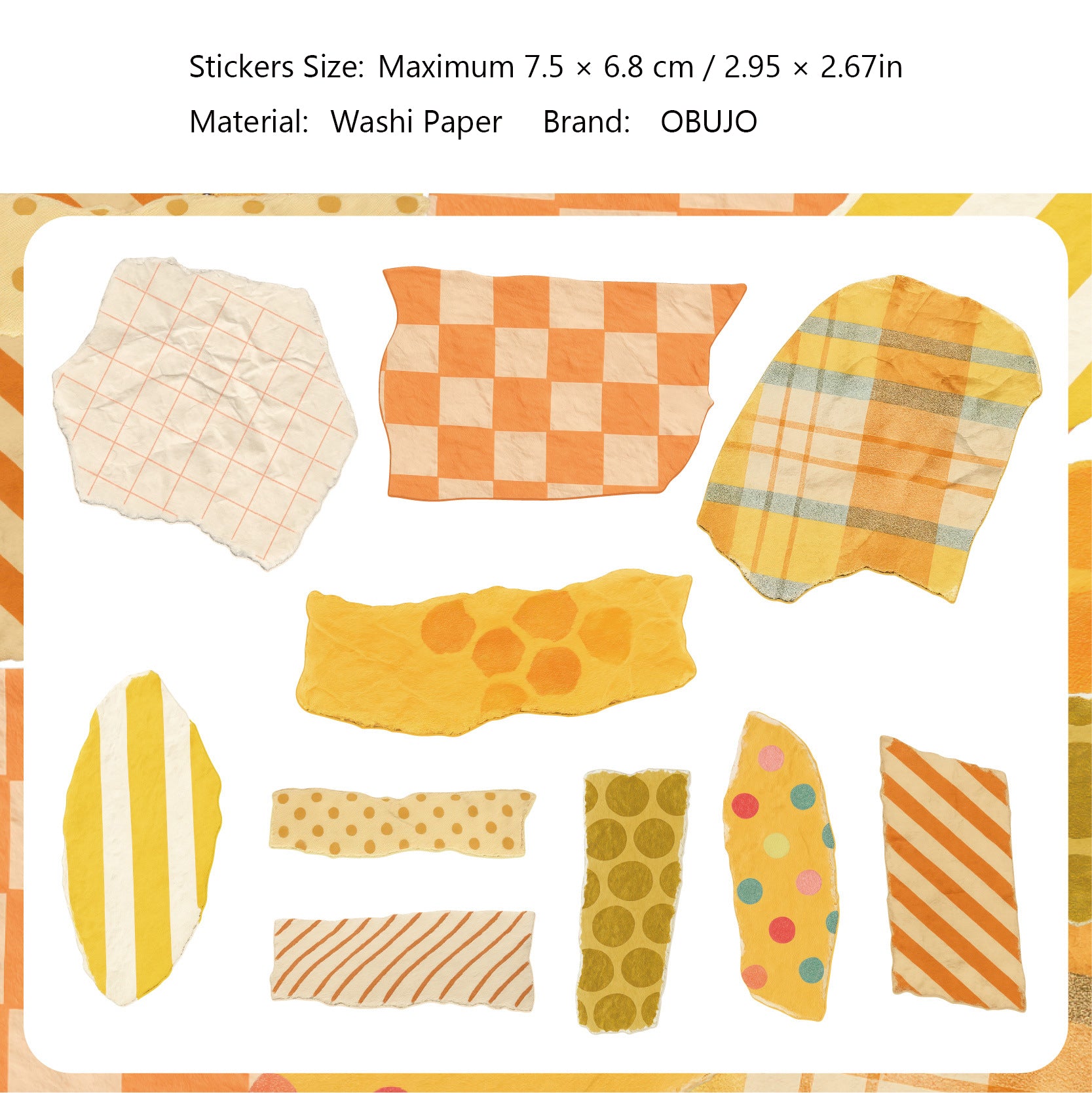 20 Pcs Torned Gird Dot Washi Stickers JIDA