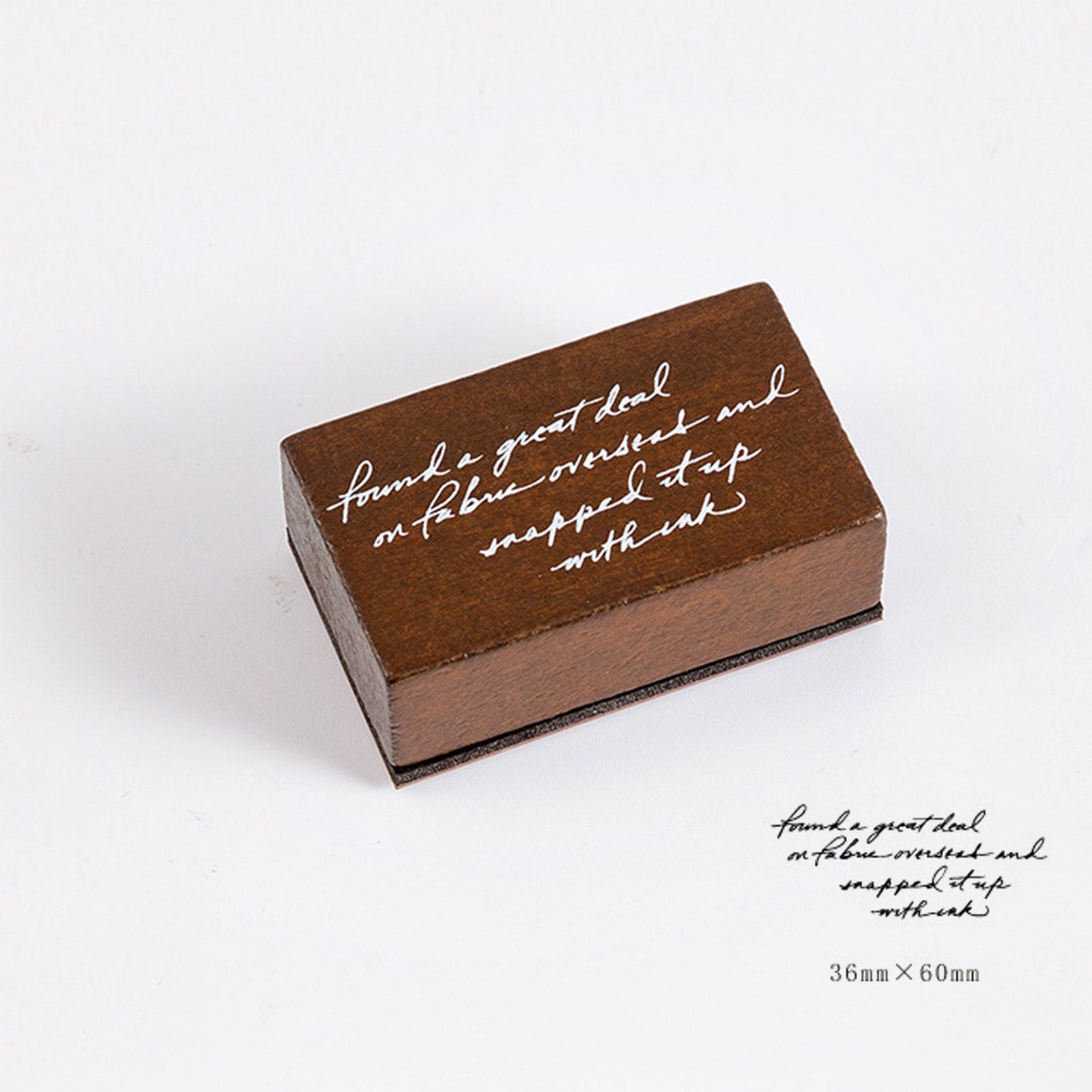 Vintage Script Prose Block Wooden Stamp - Fabric & Ink