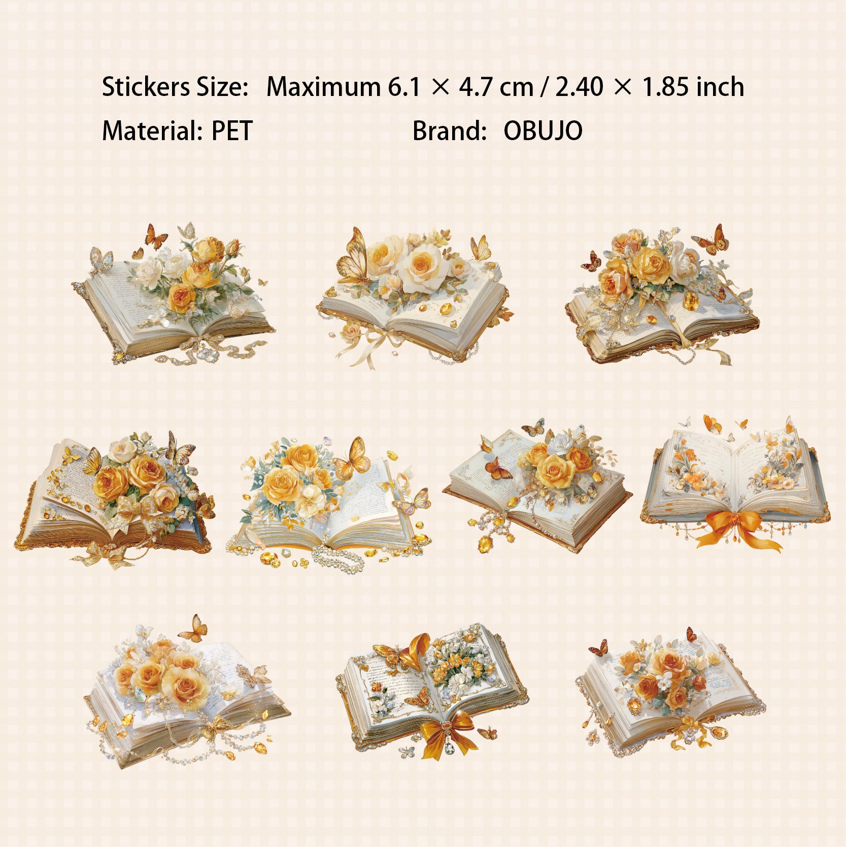 20 Pcs Book Reading PET Stickers SXXL