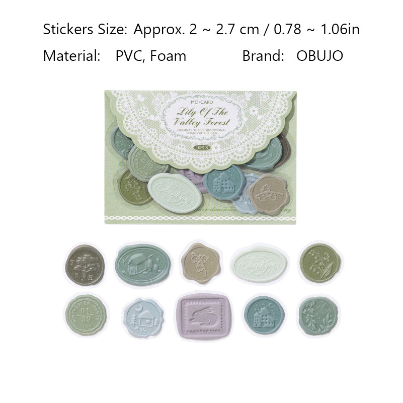 10 Pcs Wax Seal PET Stickers ZJYJ