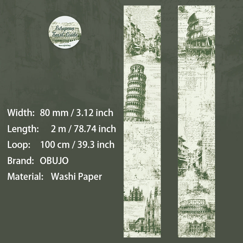 1 Roll Travel Themed Vintaeg Washi Tape OZLXTJ