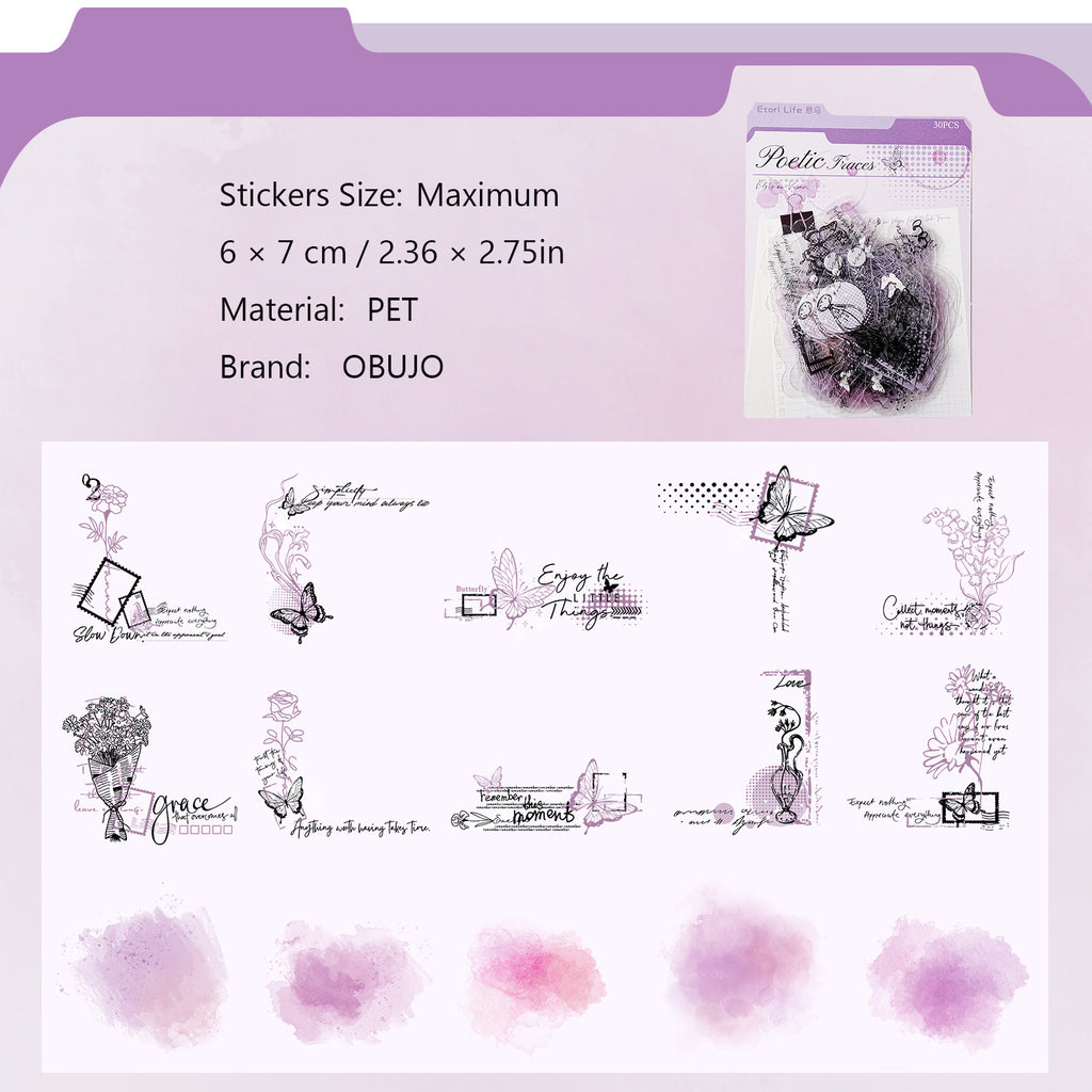 30 Pcs Watercolor Corner PET Stickers