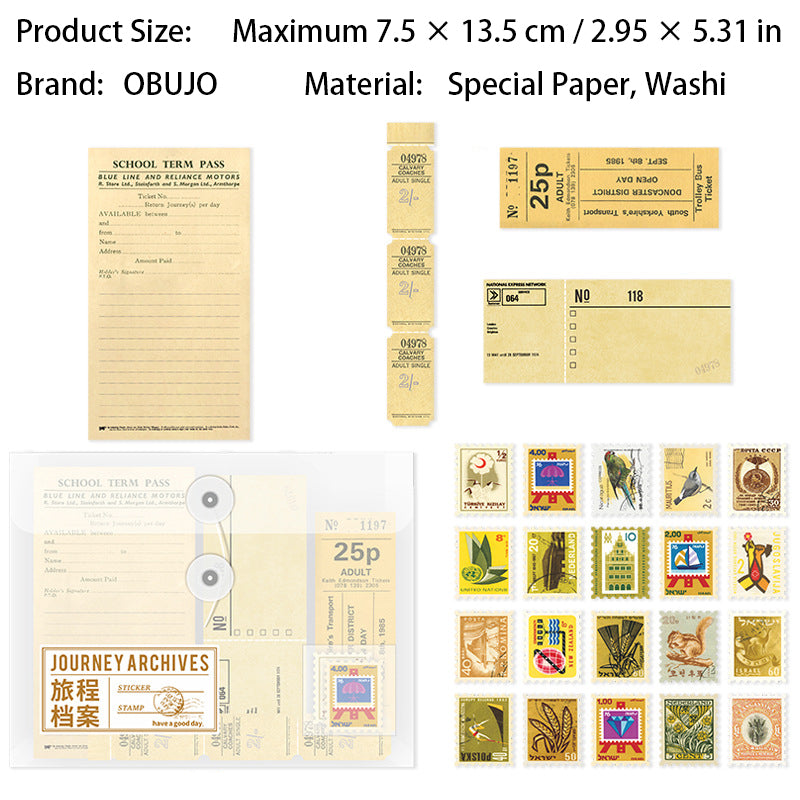 140 Pcs Travel Themed Vintage Journal Paper and Stickers Kit LCDA