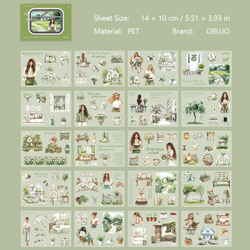 20 Sheets Spring Garden PET Stickers Book CTDYS