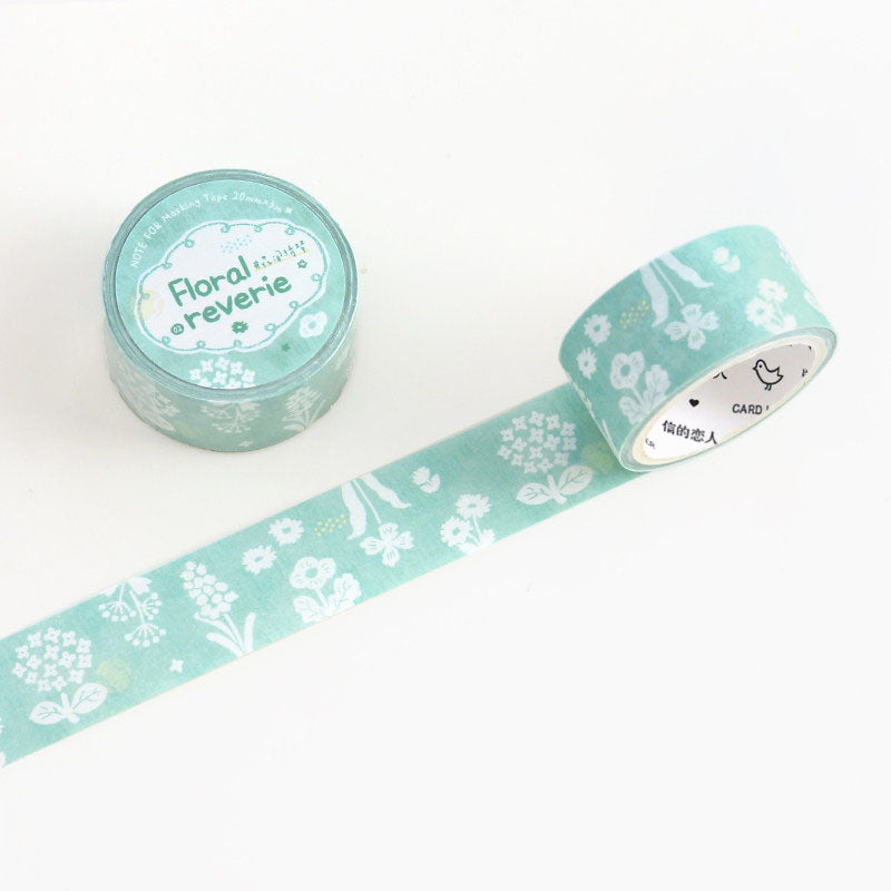 Nordic Sage Green Wildflower Washi Tape