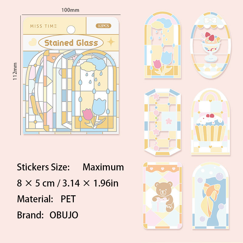 12 Pcs Kawaii Windows PET Stickers CCBL