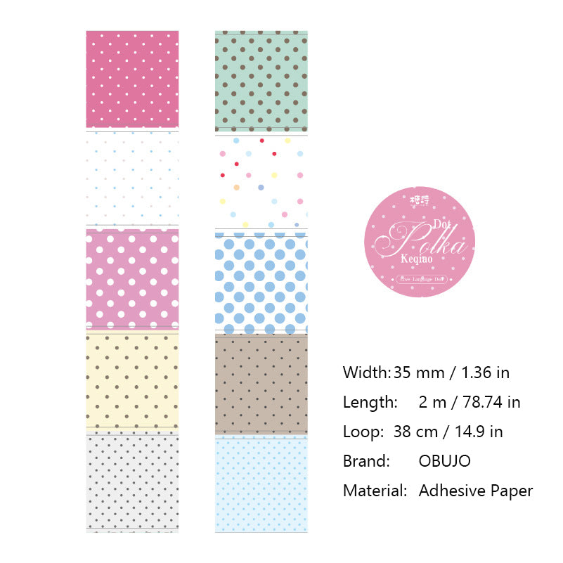 1 Roll Basic Color Gird Dot Stickers Tape LYBO