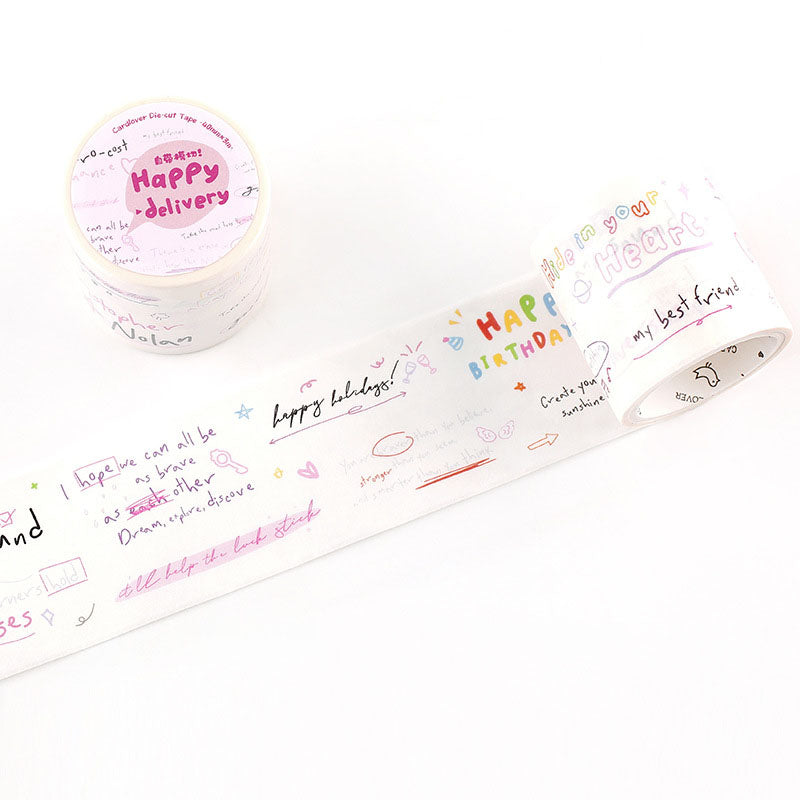 Whispering Moods Handwritten Doodle Die-Cut Washi Tape - Happy Delivery