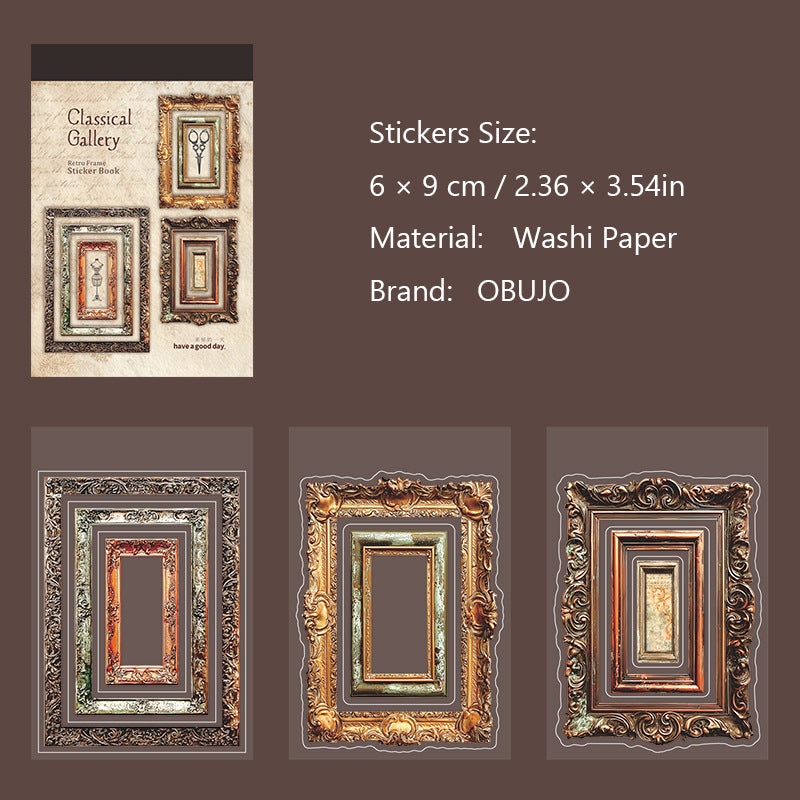18 Sheets Vintage Frame PET Stickers Book GDBWG