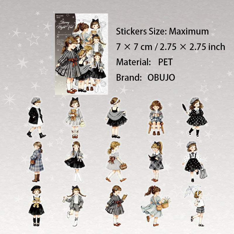 30 Pcs Cute Kawaii Little Girl PET Stickers XMTH