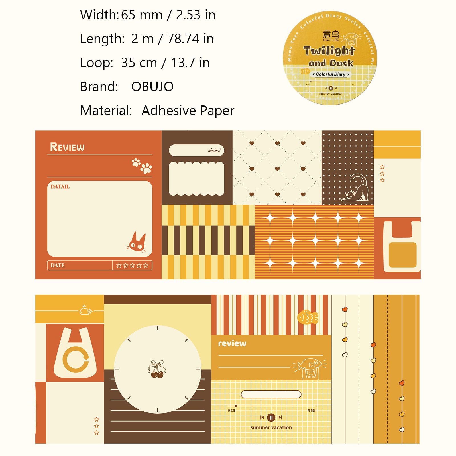 1 Roll Planner Stickers Tape BFRJ