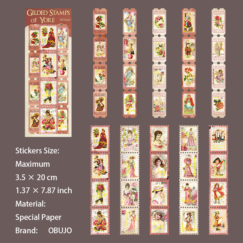 20 Pcs Gold Foil Post Stamp Stickers LJYP