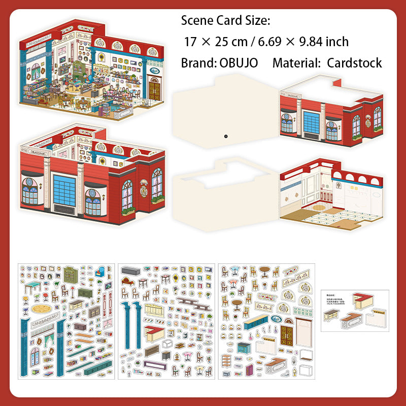 3D Shop House Scene DIY Stickers Kit JRYYZ38