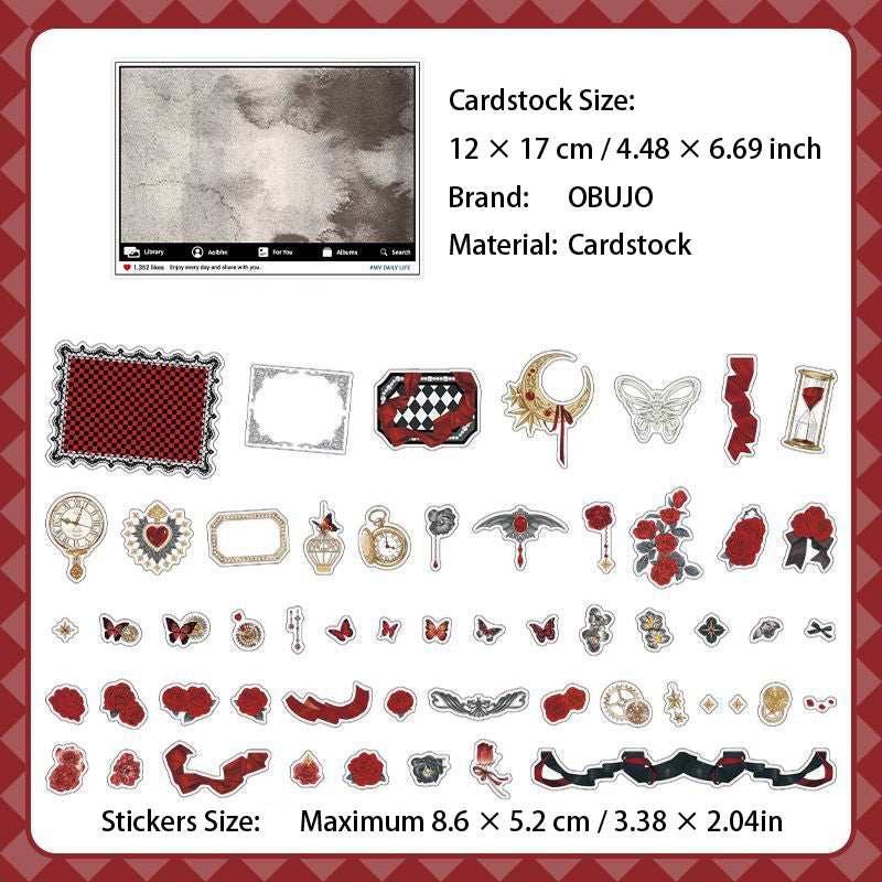 56 Pcs Gothic Collage Cardstock and Stickers Kit MGZS