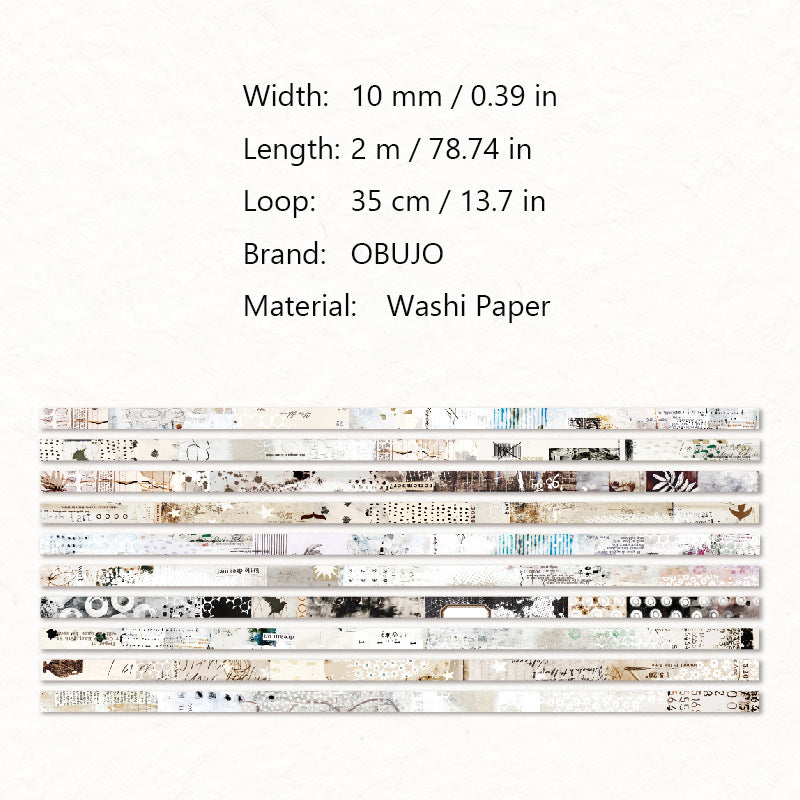 10 Rolls Basic Washi Tapes Set JCSH