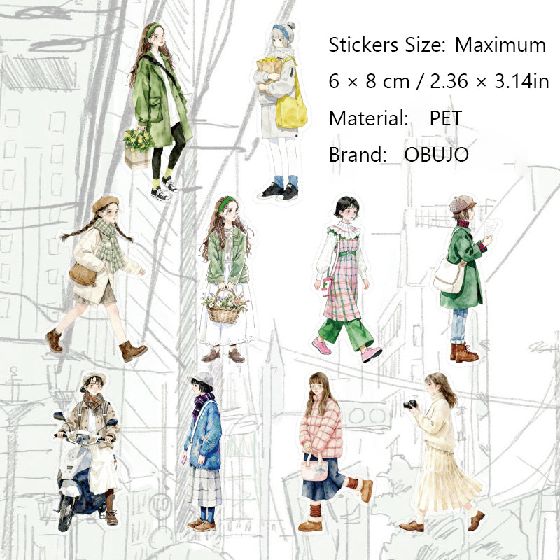 20 Pcs Street Girl Boy PET Stickers JJXR