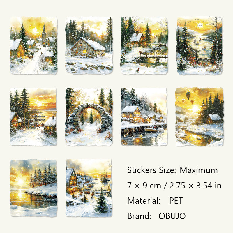 10 Pcs Snow Scenery PET Stickers XLXSY