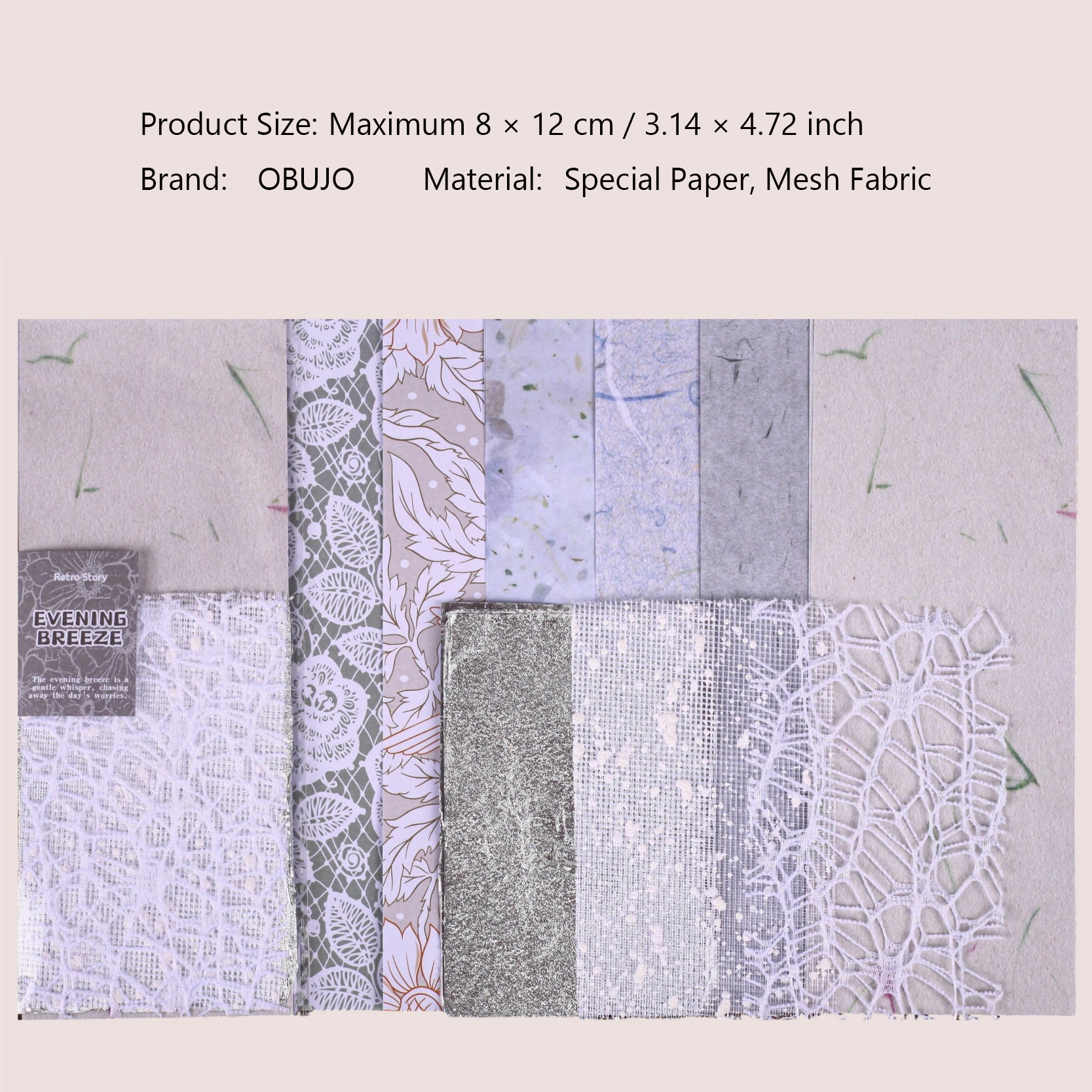 18 Sheets Textured Journal Paper and Mesh Fabric WFXL