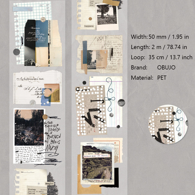 1 Roll Vintage Collage PET Stickers Tape ZYSKY