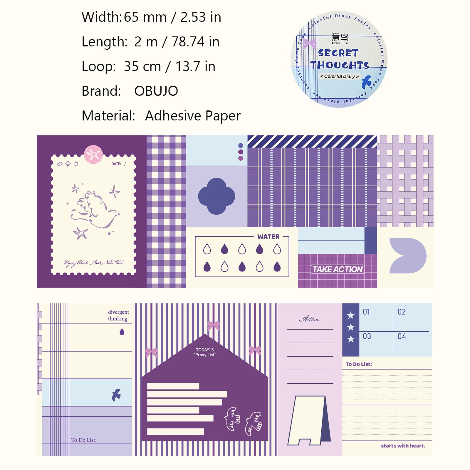 1 Roll Planner Stickers Tape BFRJ