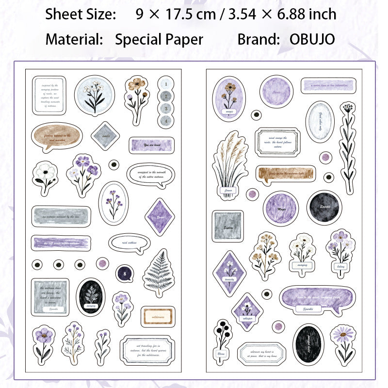 2 Sheets Botanical Journal Stickers CYYY