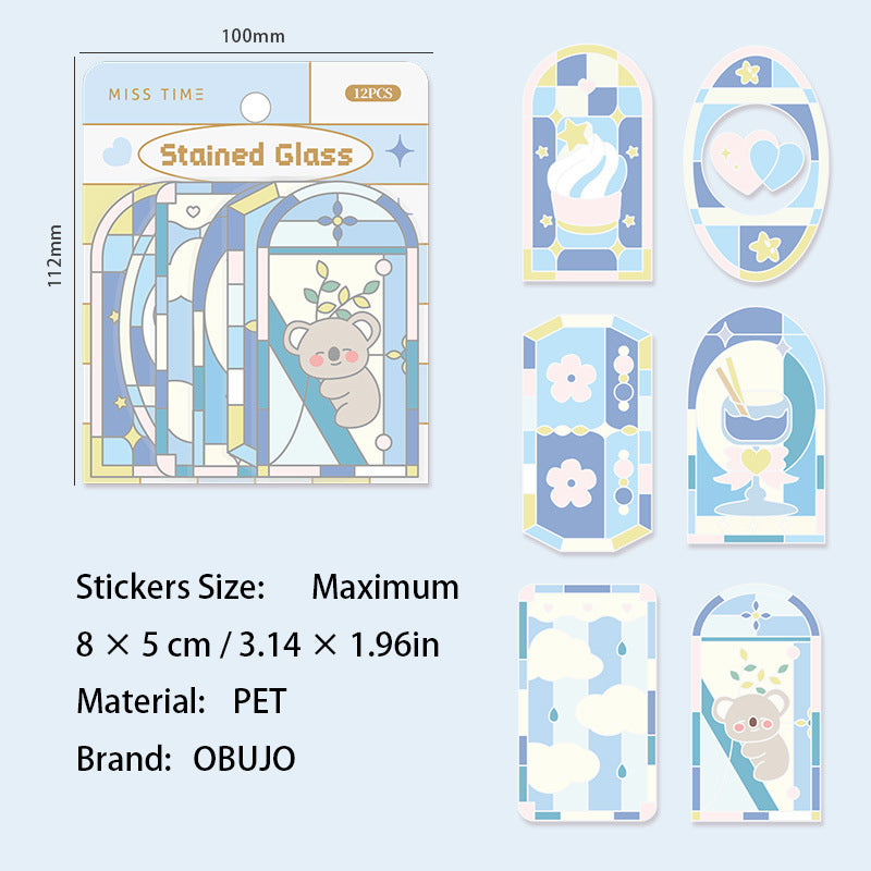 12 Pcs Kawaii Windows PET Stickers CCBL