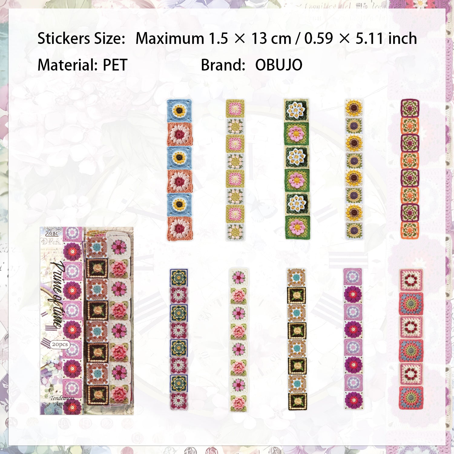 20 Pcs Lace Floral PET Stickers HJQJ