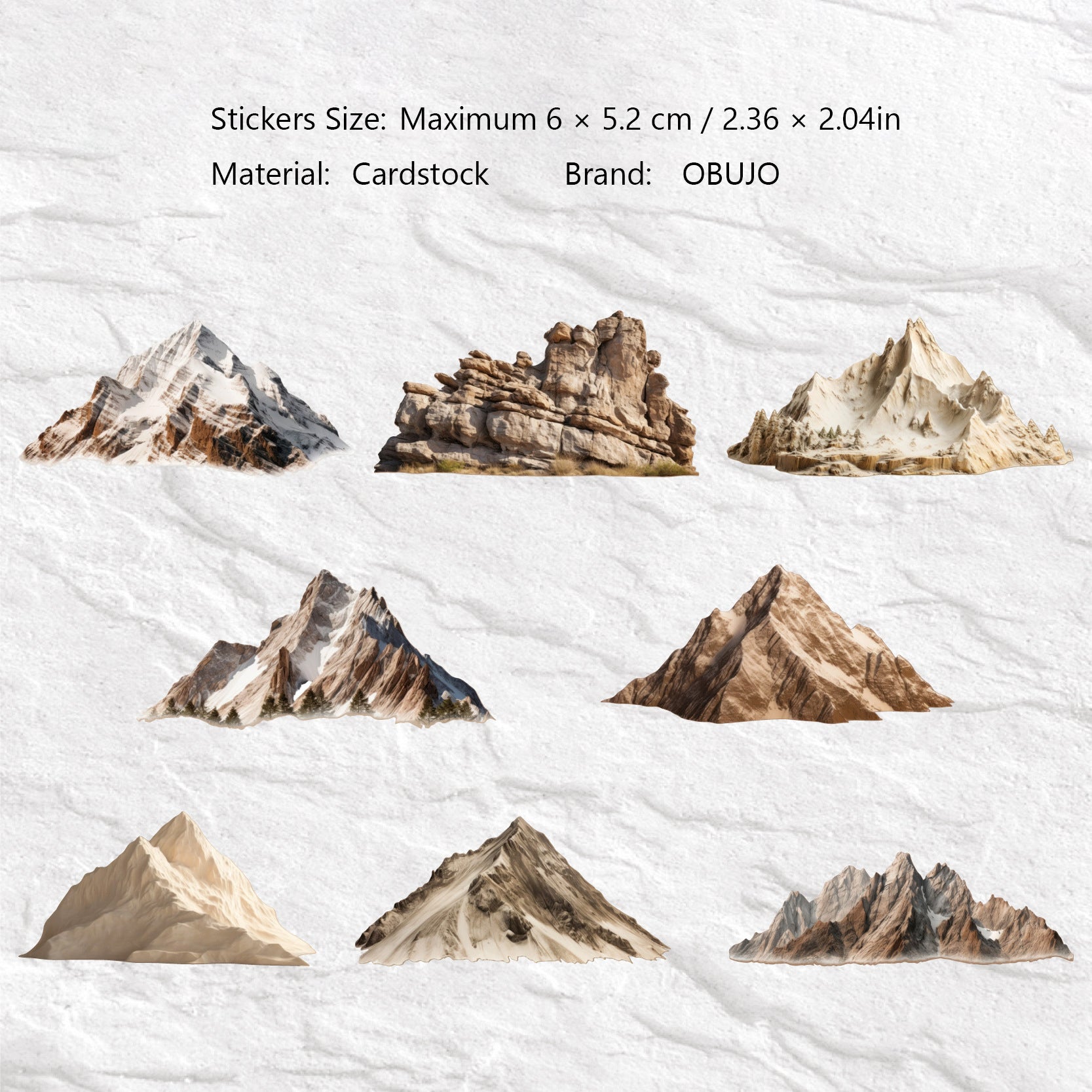 16 Pcs Mountain Cardstock Stickers SHQI