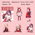 10 Pcs Cartoon Cat-eared Girl PET Stickers MESN