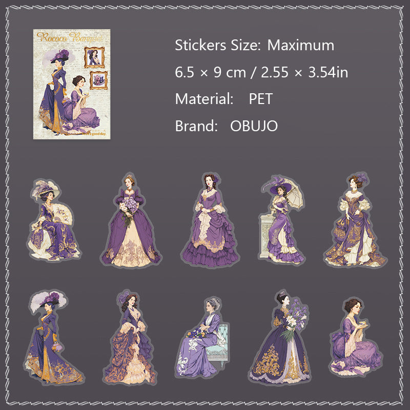 20 Pcs Rococo Party Lady PET Stickers LKKWY