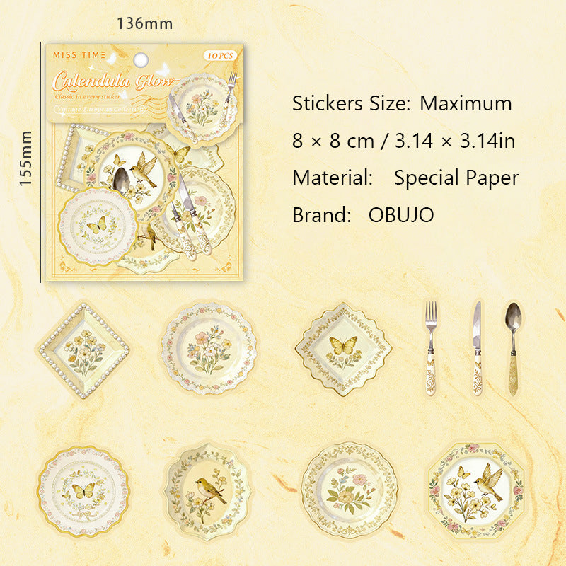 10 Pcs Dinnerware Themed Stickers QMOY