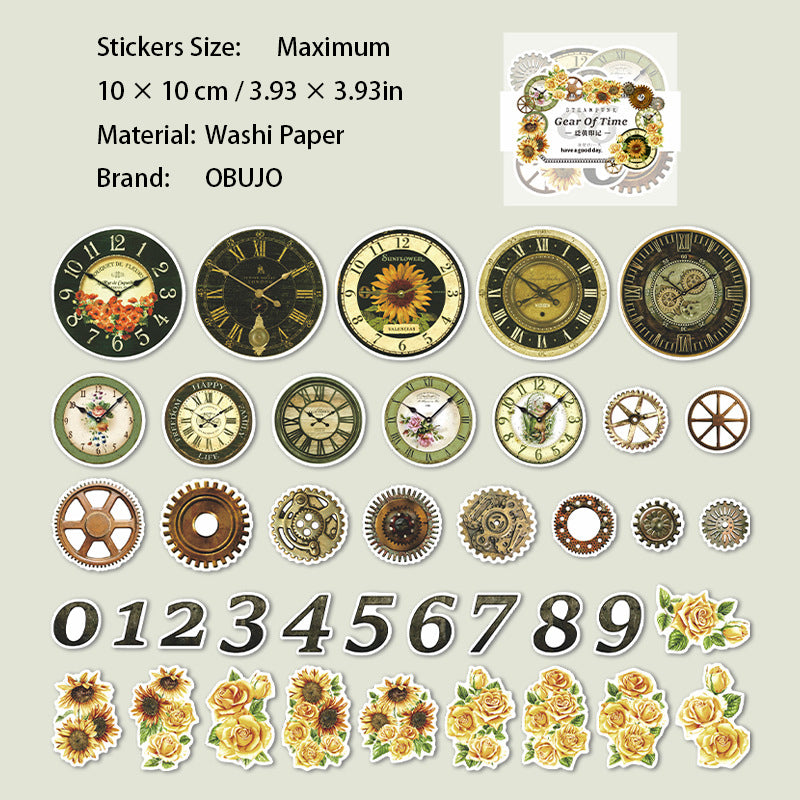 40 Pcs Punk Clock Face Washi Stickers BSZL
