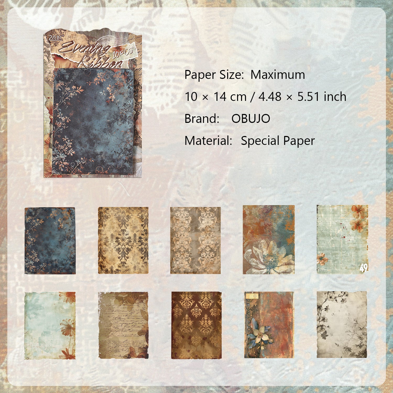 10 Sheets Vintage Journal Paper SYXZ