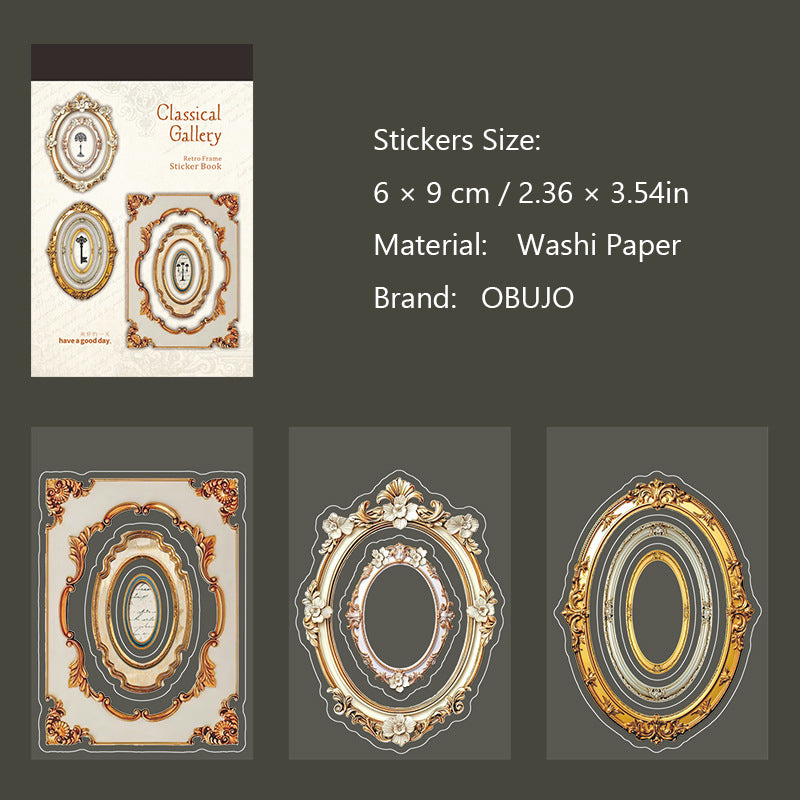 18 Sheets Vintage Frame PET Stickers Book GDBWG
