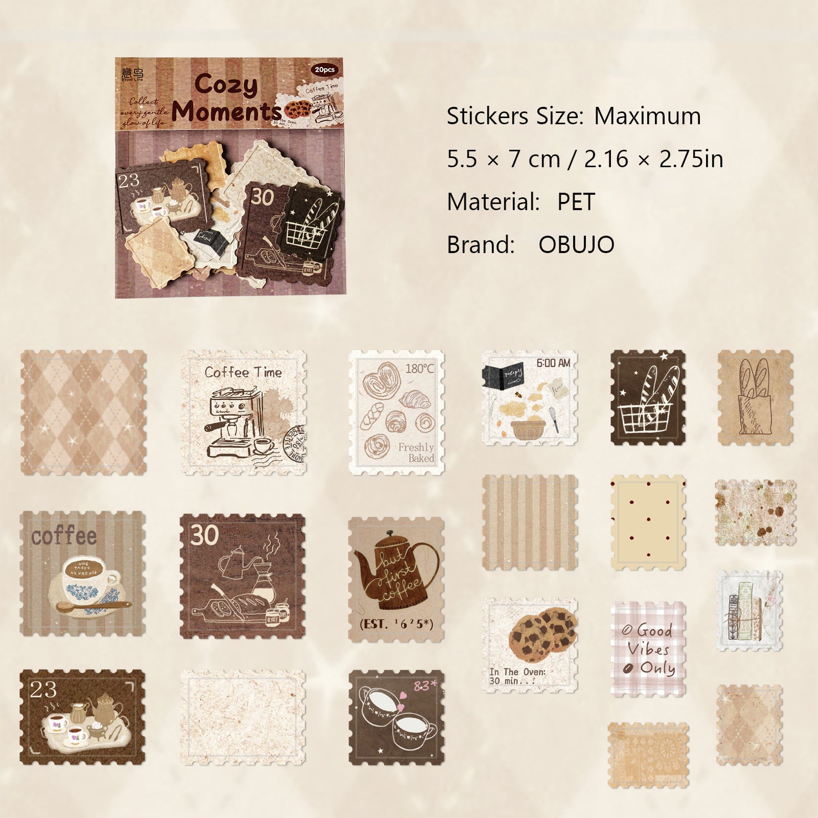 20 Pcs Embossed Post Stamp Stickers NYPK