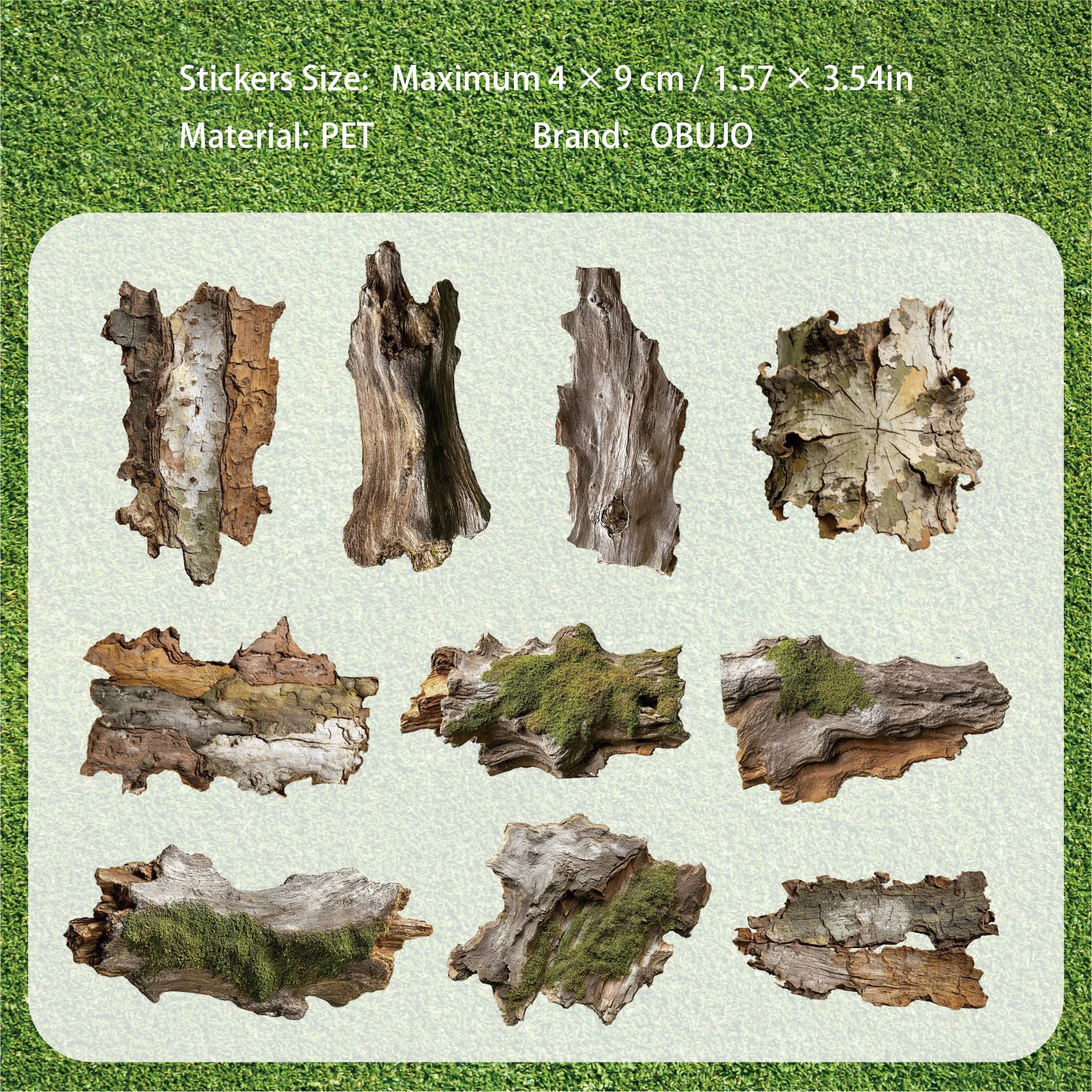 20 Pcs Moss Wooden PET Stickers TXXL