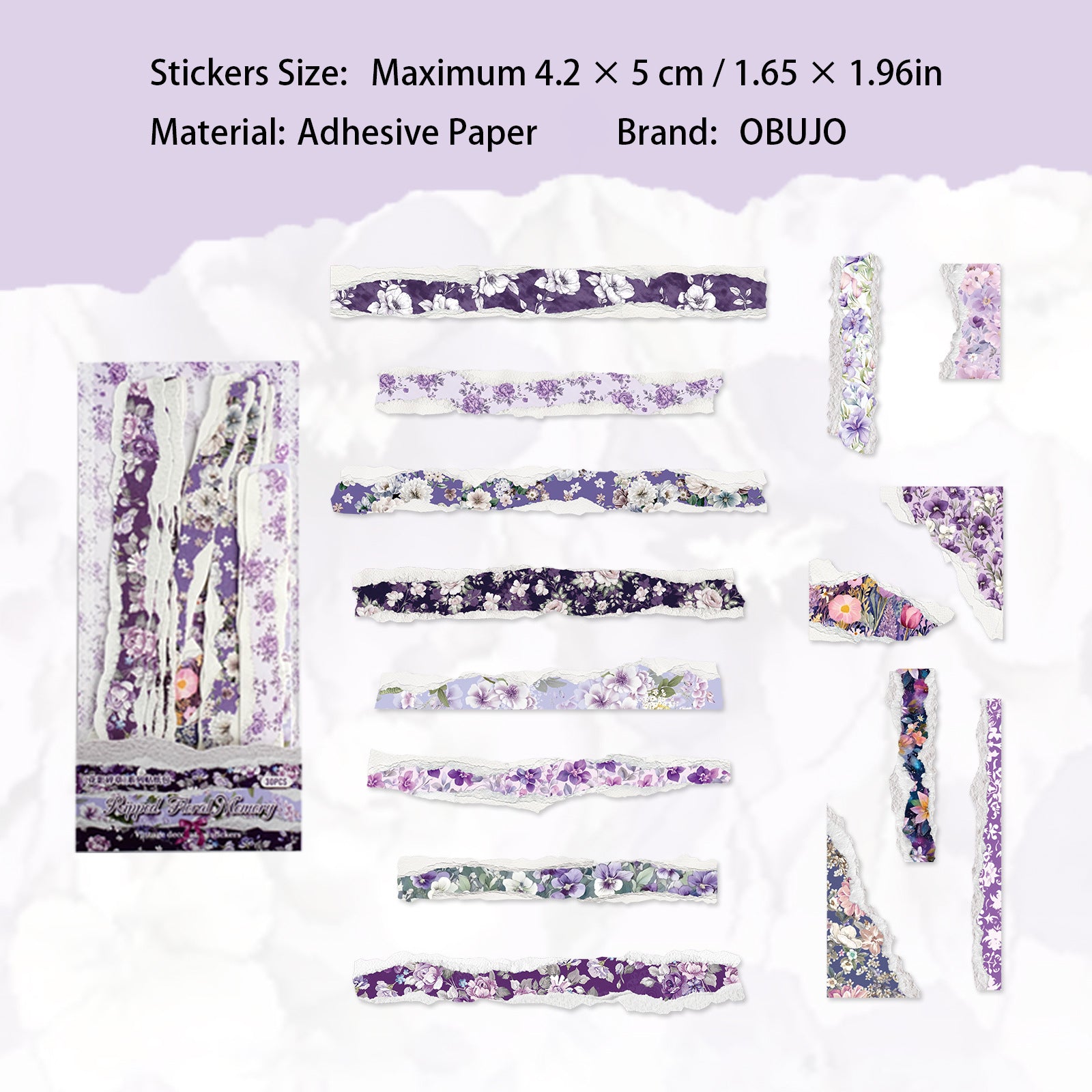 30 Pcs Vintage Floral PET Stickers HYSZ