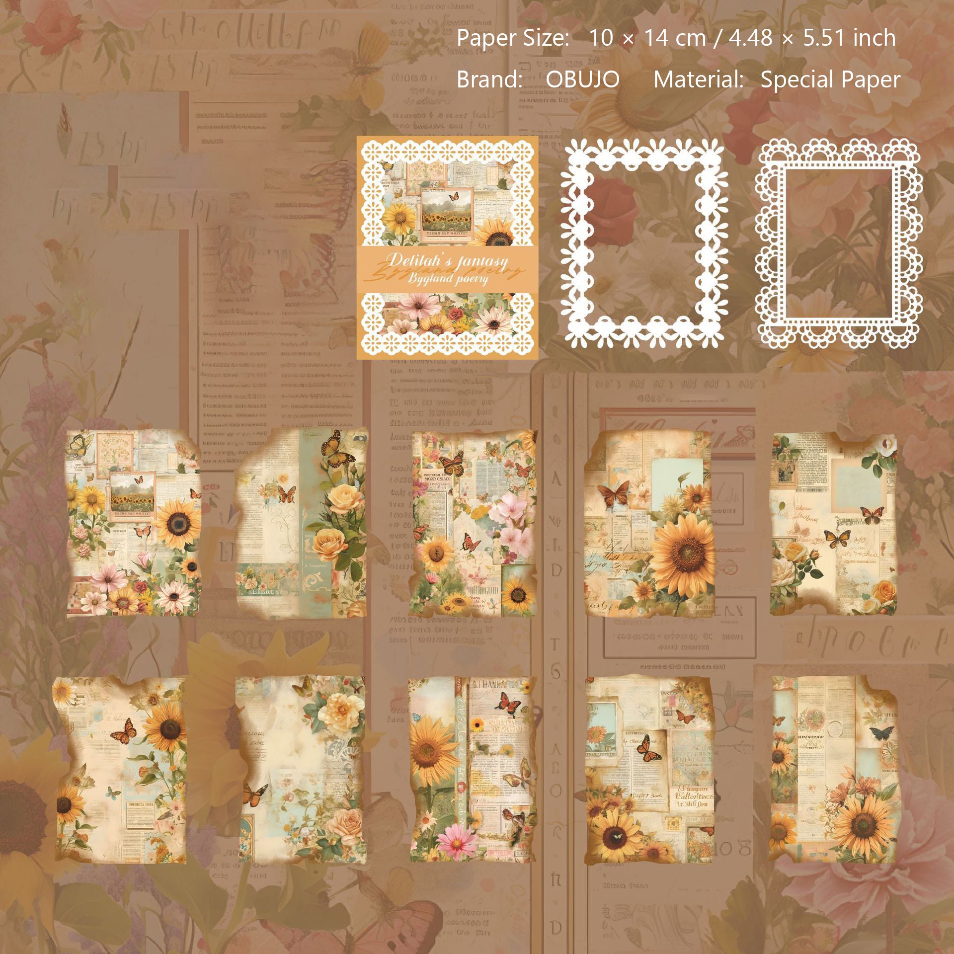 24 Sheets Fantasy Junk Journal Paper DLEHX