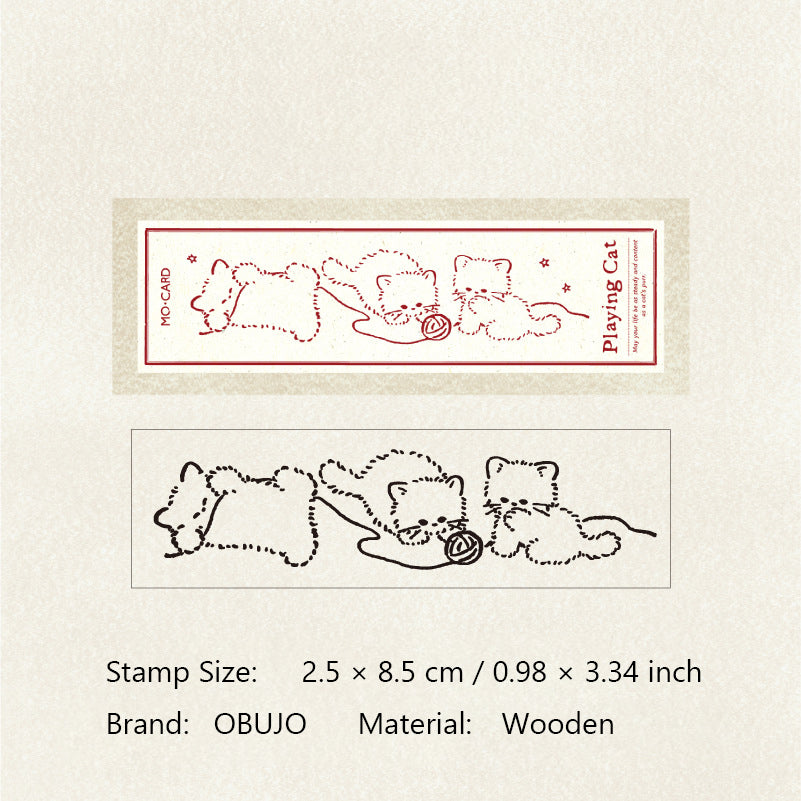 Cute Cat Wooden Stamp MYRM