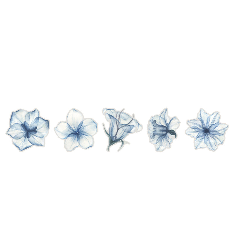 10 Pcs Large Blue Flower PET Stickers XYXBF