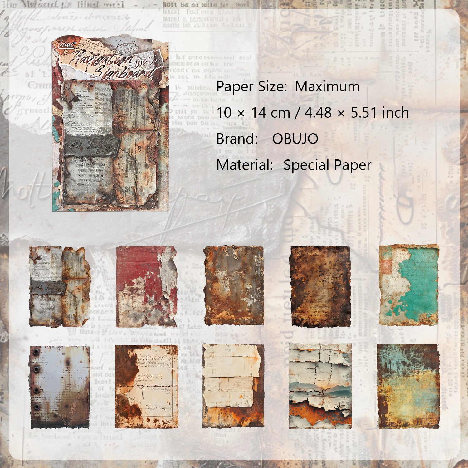 10 Sheets Vintage Journal Paper SYXZ