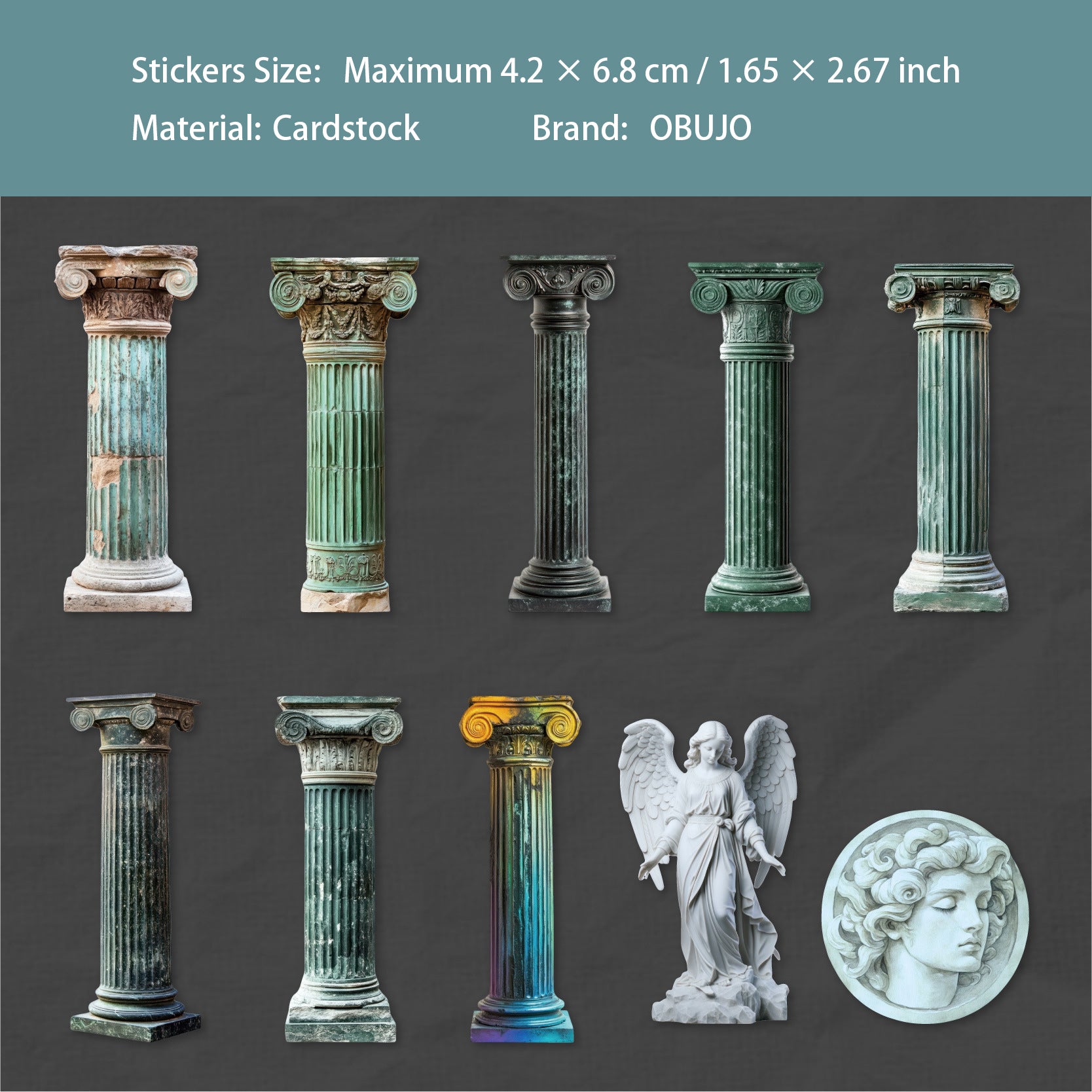 10 Pcs Vintage Roman Themed Cardstock Stickers LMZX