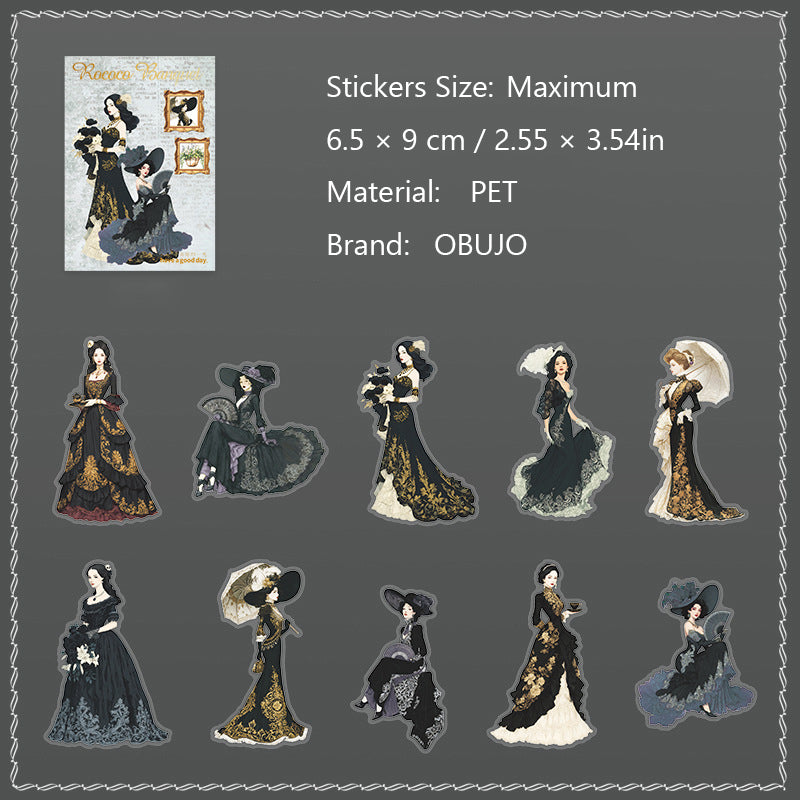 20 Pcs Rococo Party Lady PET Stickers LKKWY