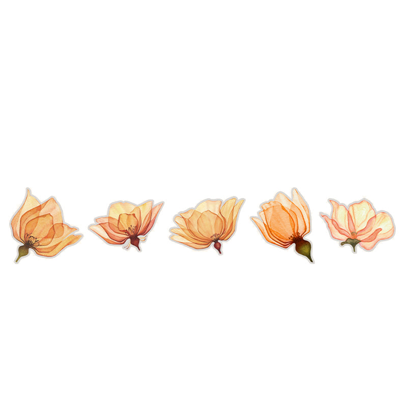 10 Pcs Large Orange Flower PET Stickers XYXBH
