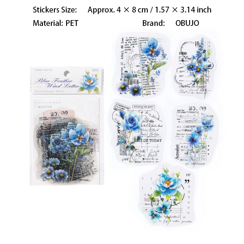 10 Pcs Flower Words PET Stickers WHTSJ