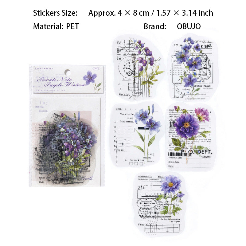 10 Pcs Flower Words PET Stickers WHTSJ