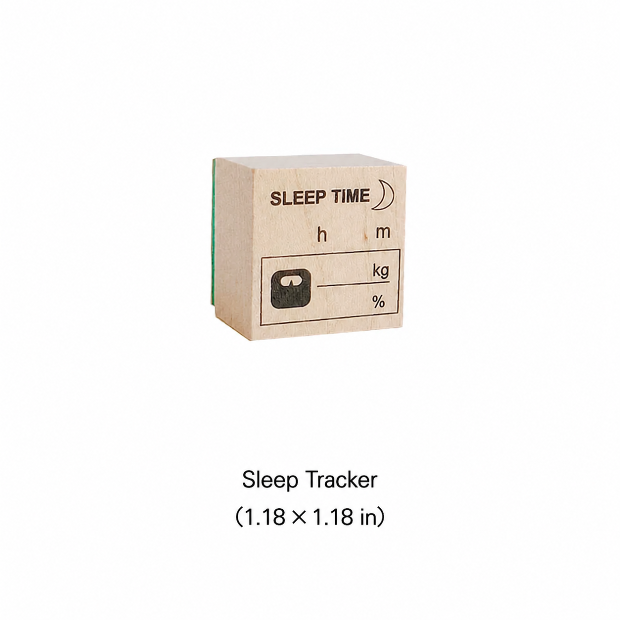 Sleep tracker wooden rubber stamp, 1.18 x 1.18 inches